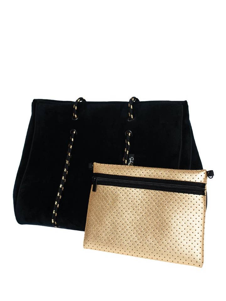 Black Panther Velvet Neoprene Tote Bag for wholesale by SabiChic