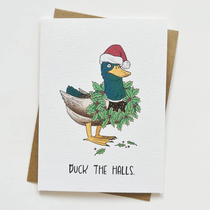 Funny Duck Christmas Card for wholesale by Little Cowboy Cards