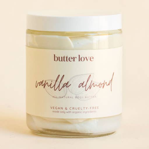 butter love skin - Vente Baume/beurre pour le corps - Beurre corporel à la vanille et aux amandes 8 oz0