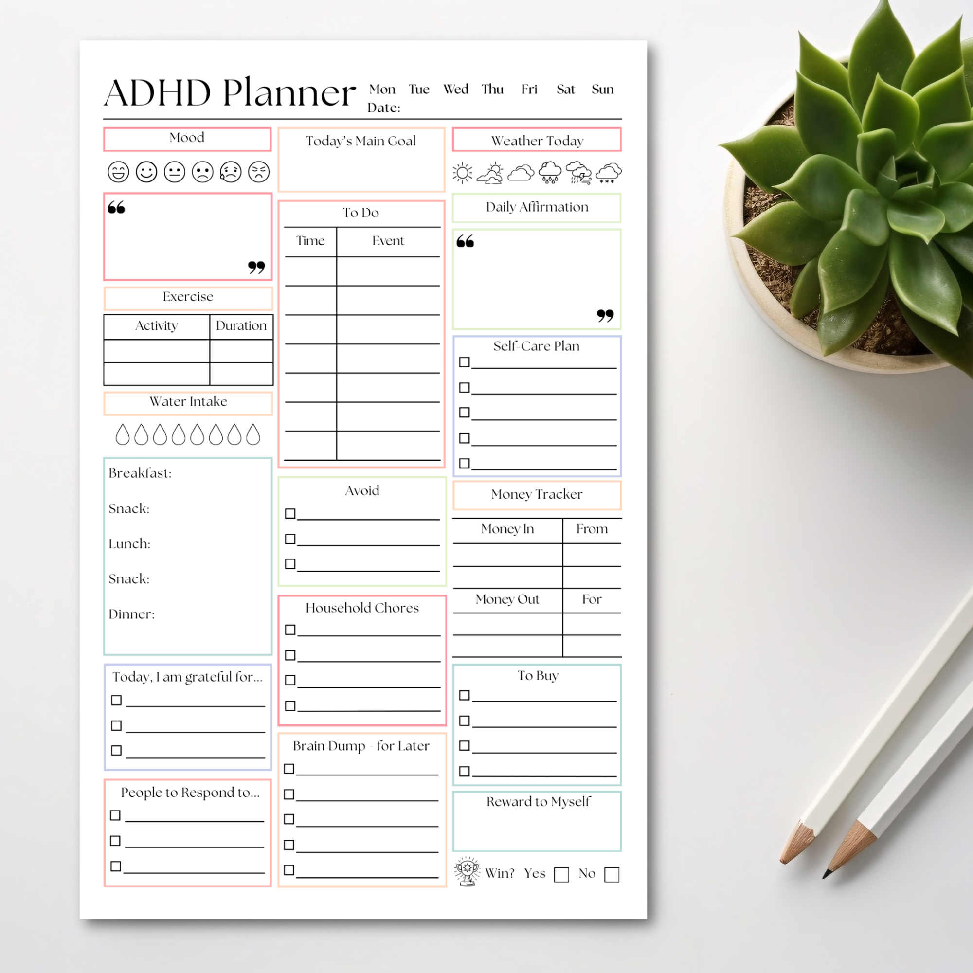 Eleventh and Taylor - Wholesale Notepad - ADHD Daily Productivity Planner: 50 Page Tear-Off Notepad5