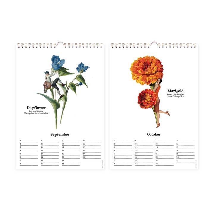 Lylies - Vendita all'ingrosso Calendario - Collage di calendari per compleanni, fiori mensili, formato A4