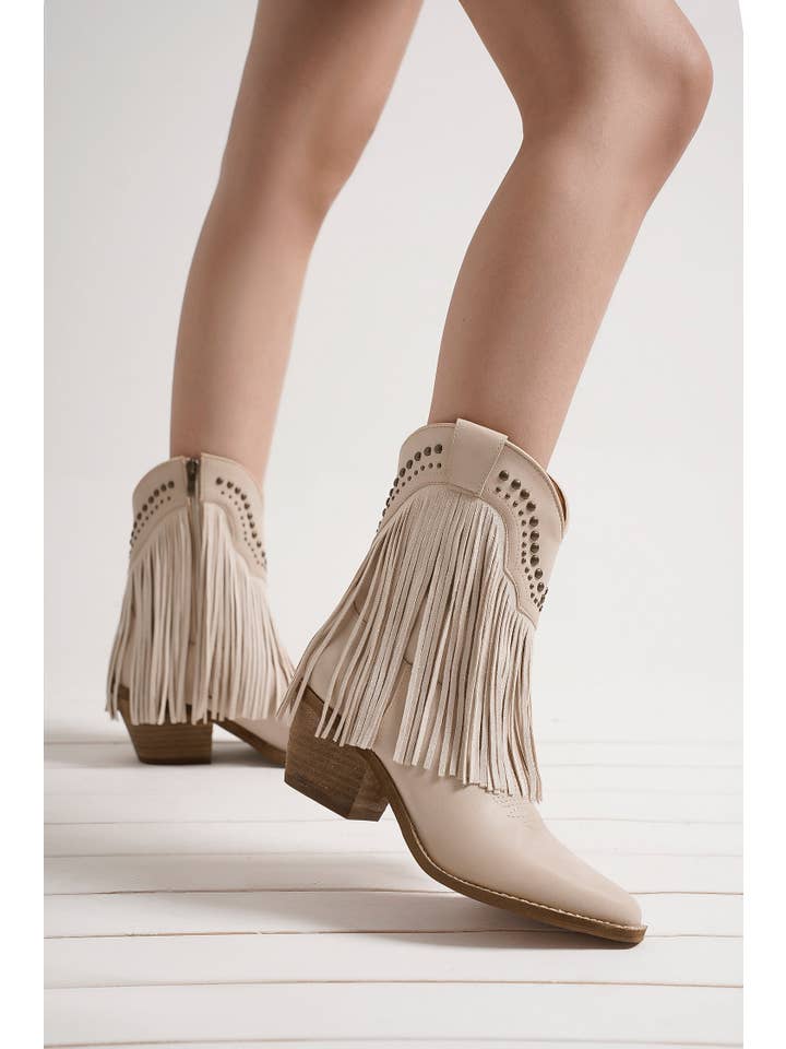 BEAST FASHION - Wholesale Cowboy Boots - Women's - ADELA-16 Fringe Western Block Heel Ankle Boots