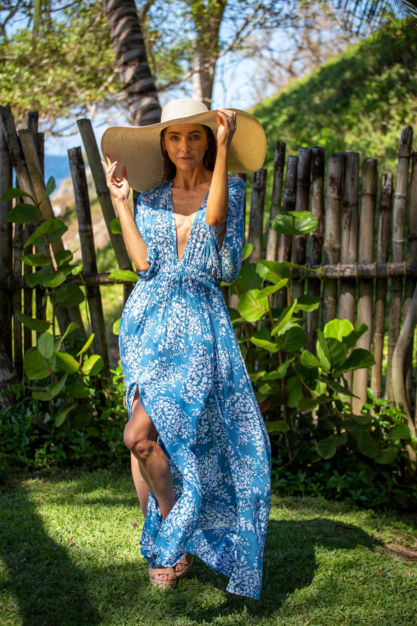 Wholesale Summer Double Slit Sexy Amy Kimono Maxi Dress in Premium