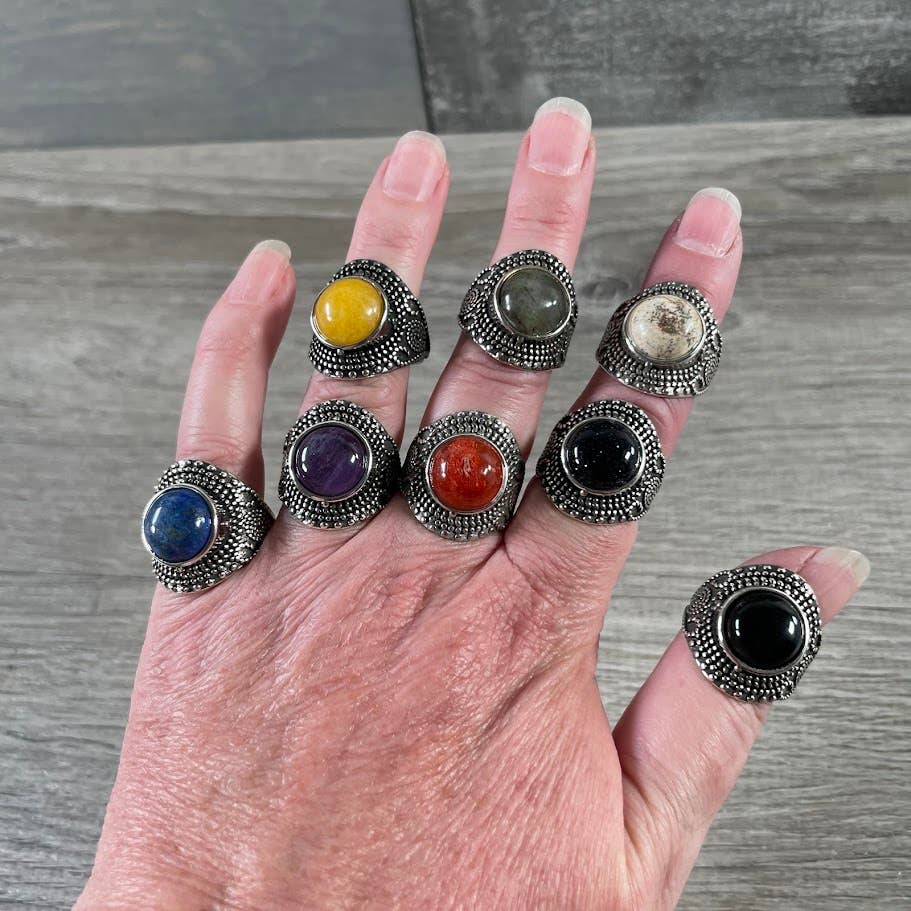 Keystone Crystals - Wholesale Cocktail/Statement Ring - Assorted Gemstone Rings in Pot Metal – Mixed Sizes17