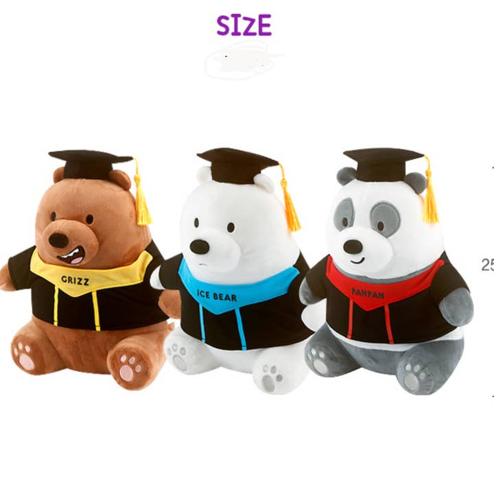 K-Wonderland - Wholesale Stuffed/Plush Toy - Kids & Baby - We Bare Bears Graduate Theme Plush Toy Cushion Home Deco1