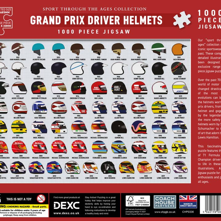 Coach House Partners – wholesale Puzzle – Adult – Grand Prix Driver Helmets 1000 Piece Jigsaw 2