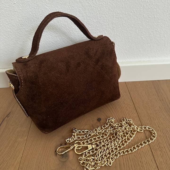Zhade - Wholesale Crossbody Bag - Women's - SIERRA suede mini bag in genuine leather with chain strap5