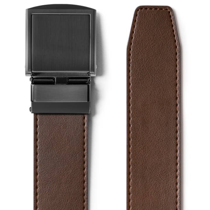 Wide Classic Mocha Belt - Gunmetal Buckle for wholesale by SlideBelts