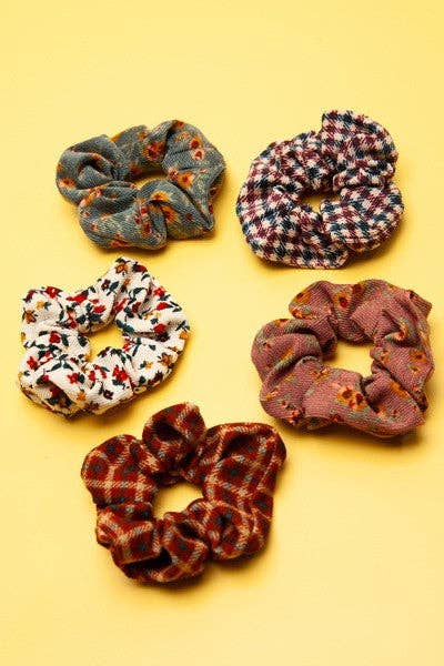 JOSSLYN by wall to wall - Wholesale Scrunchie - Women's - SOFTEST PATTERN FLOWER DESIGN SCRUNCHES | 40S7025
