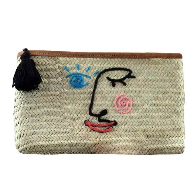 Art Face Kiss Stroh-Clutch, niedlich und schick für den Großhandel von Terracotta Design LTD