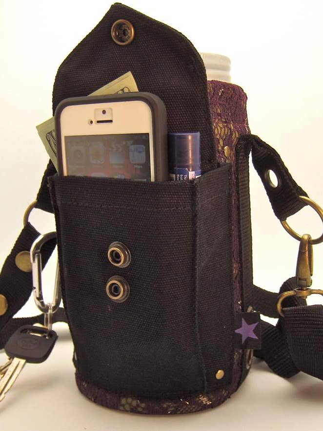 Insulated Water Bottle Carry All Bag, LACE Tote Phone Pocket for wholesale by JarStar by LaFae