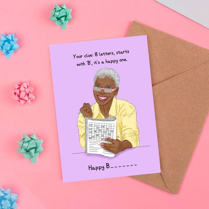 Crossword Birthday Card for wholesale by KitsCH Noir