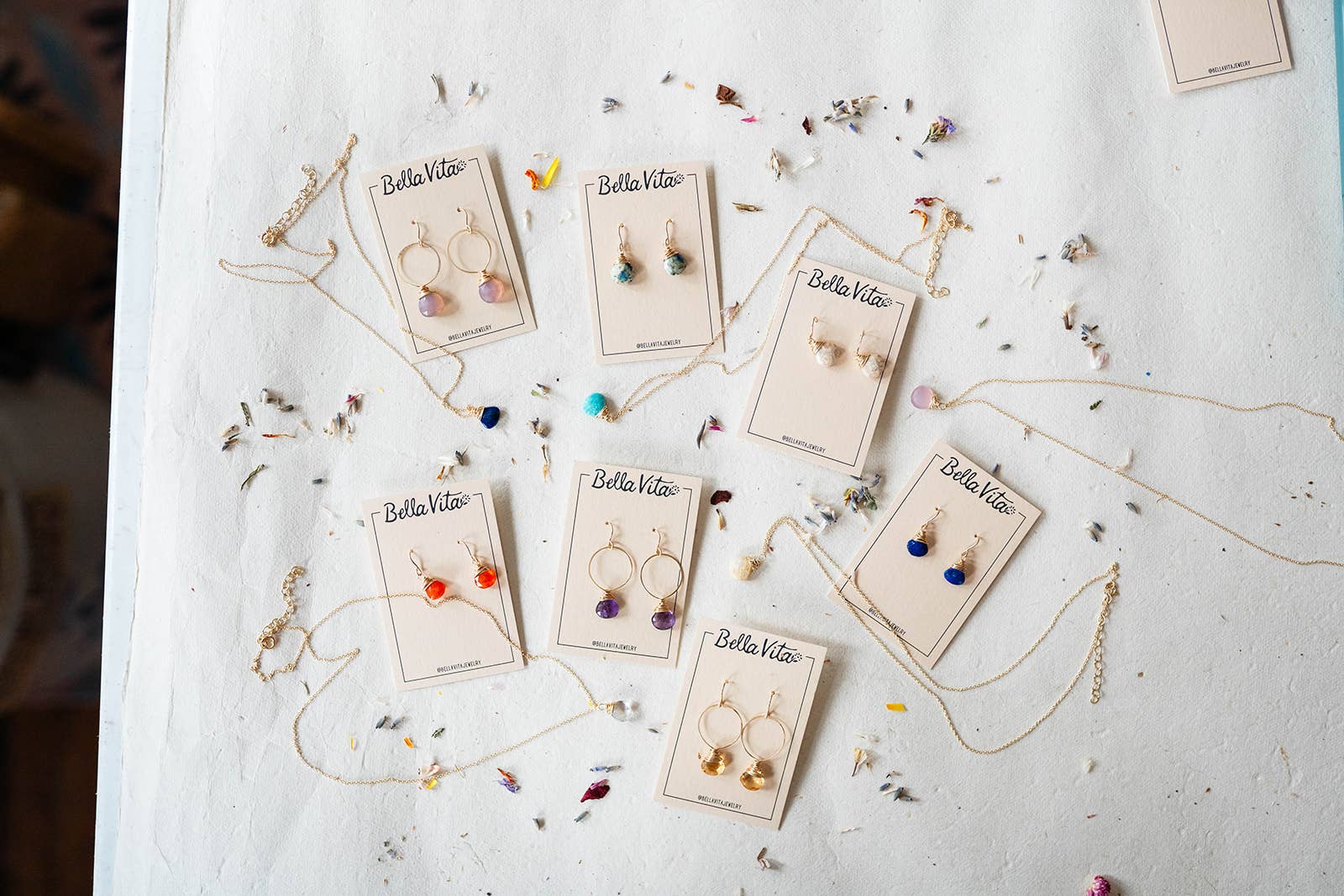 Bella Vita Jewelry - Wholesale Dangle Earrings - Pantone Earrings | Megan Hoop and Natural Stone Earrings36