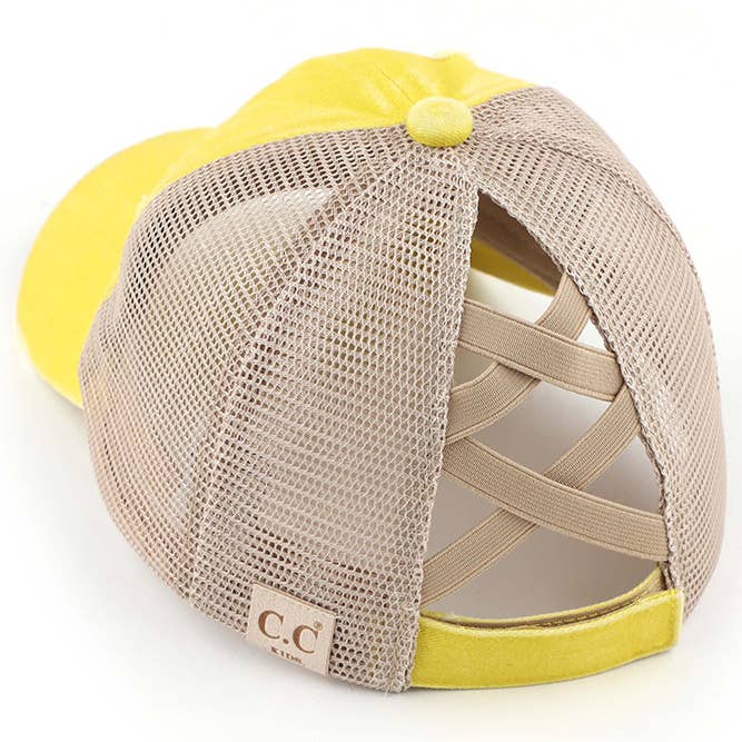 Hana – wholesale Baseball cap – Kids – C.C Kids Washed Denim Elastic Band Crossed Pony Cap16