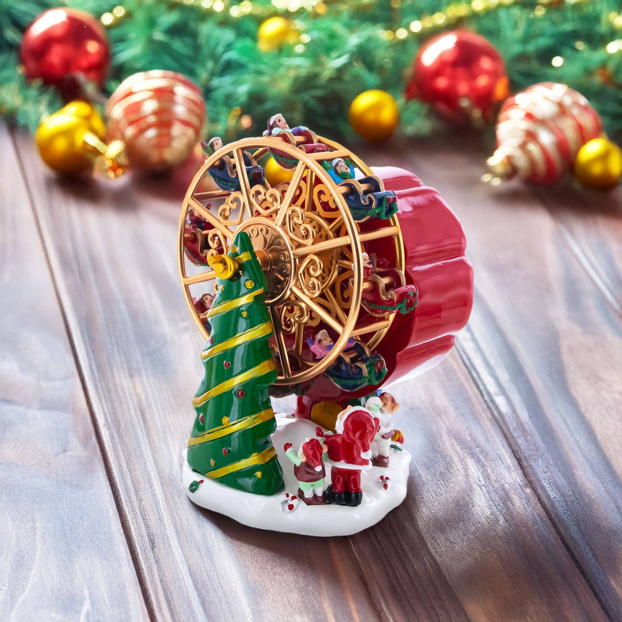 BestPysanky - Wholesale Decorative Figurine - Santa's Whirling Ferris Wheel Rotating Musical Figurine1