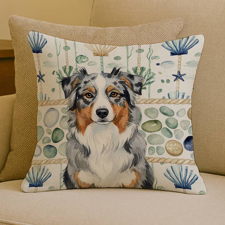 Cojín de Vidrio de Mar Costero Pastor Australiano Blue Merle 18x para venta al por mayor de Caroline's Treasures