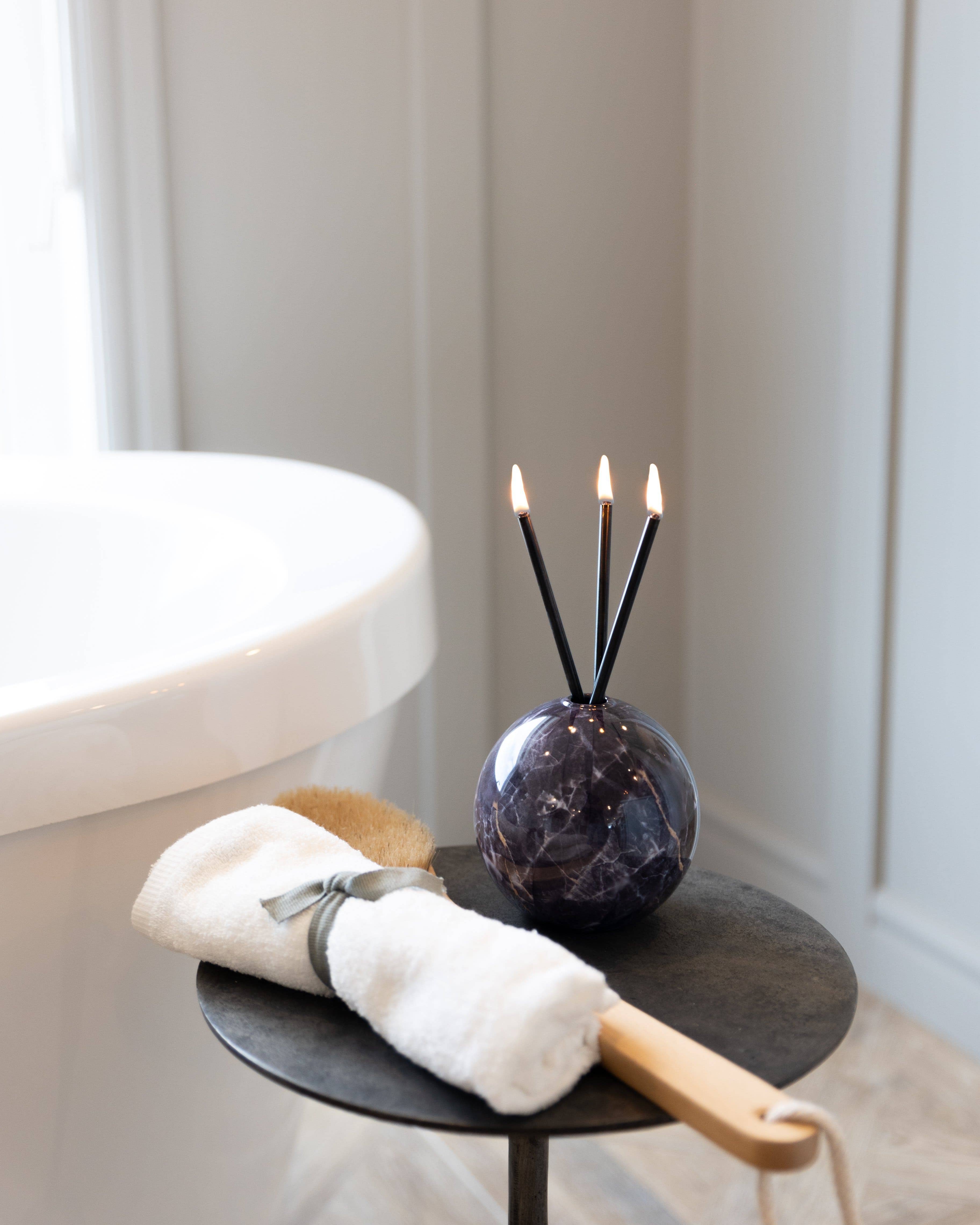 Everlasting Candle Co. - Wholesale Candle Holder - Neva Vase, Charcoal Marble Candle Holder [x6 Vases]13