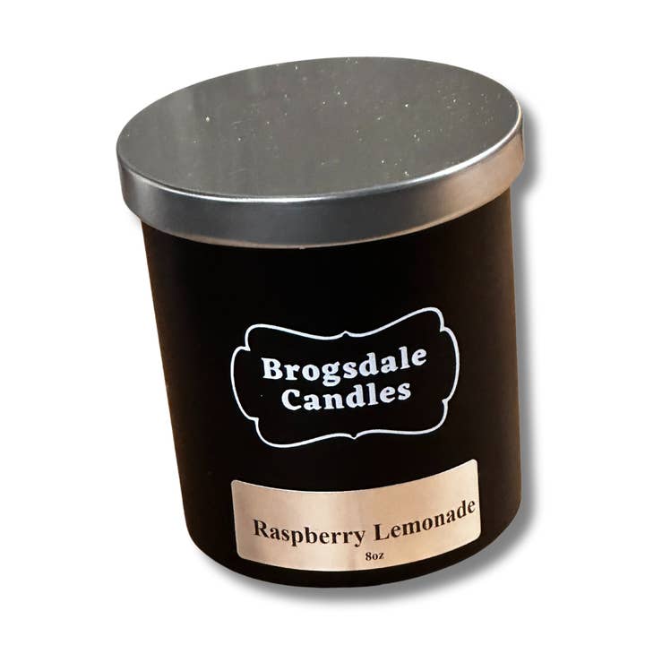 Bougie à mèche en bois en mélange de soja coulée à la main avec limonade à la framboise pour la vente par Brogsdale Candles