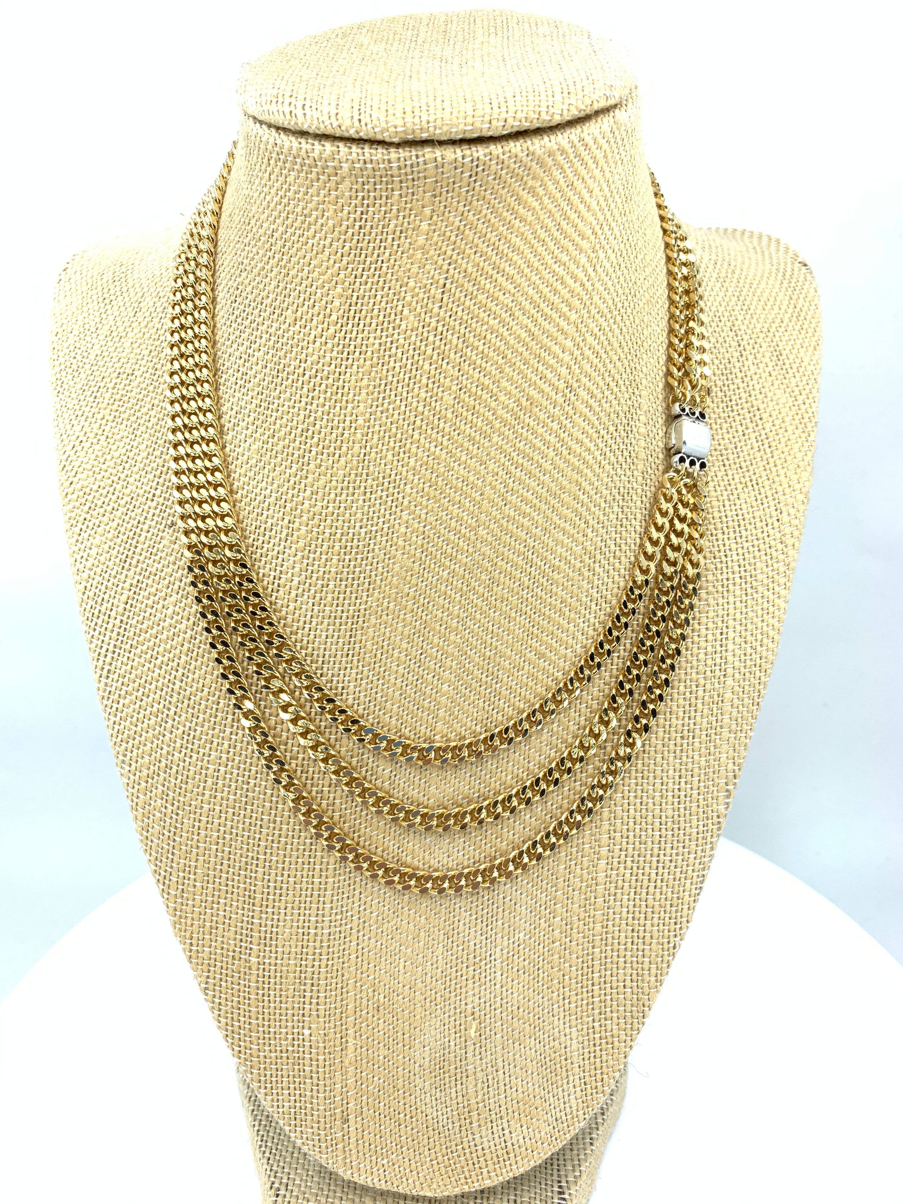 BMR - Wholesale Link & Chain Necklace - 3 Strand Curb Chain Necklace With Magnetic Clasp2