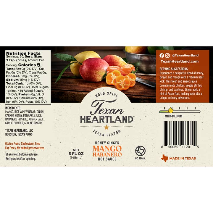 Texan Heartland - Wholesale Hot Sauce - Honey Ginger Mango Habanero Hot Sauce1