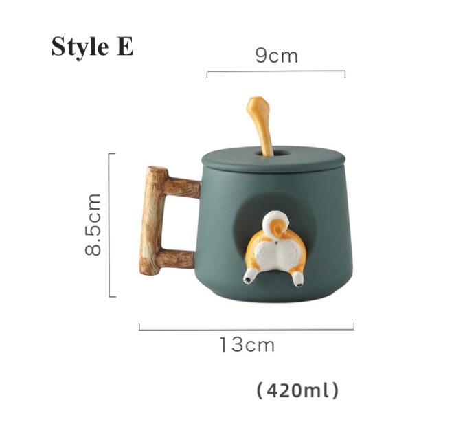 Homerely (We Cover All Import Duties) - Wholesale Coffee Mug - Shiba Inu Mug With Lid & Spoon4