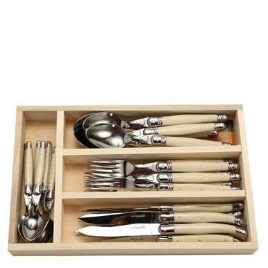 The French Farm - Wholesale Flatware Set - Jean Dubost 24 Pc Everyday Flatware Set Ivory