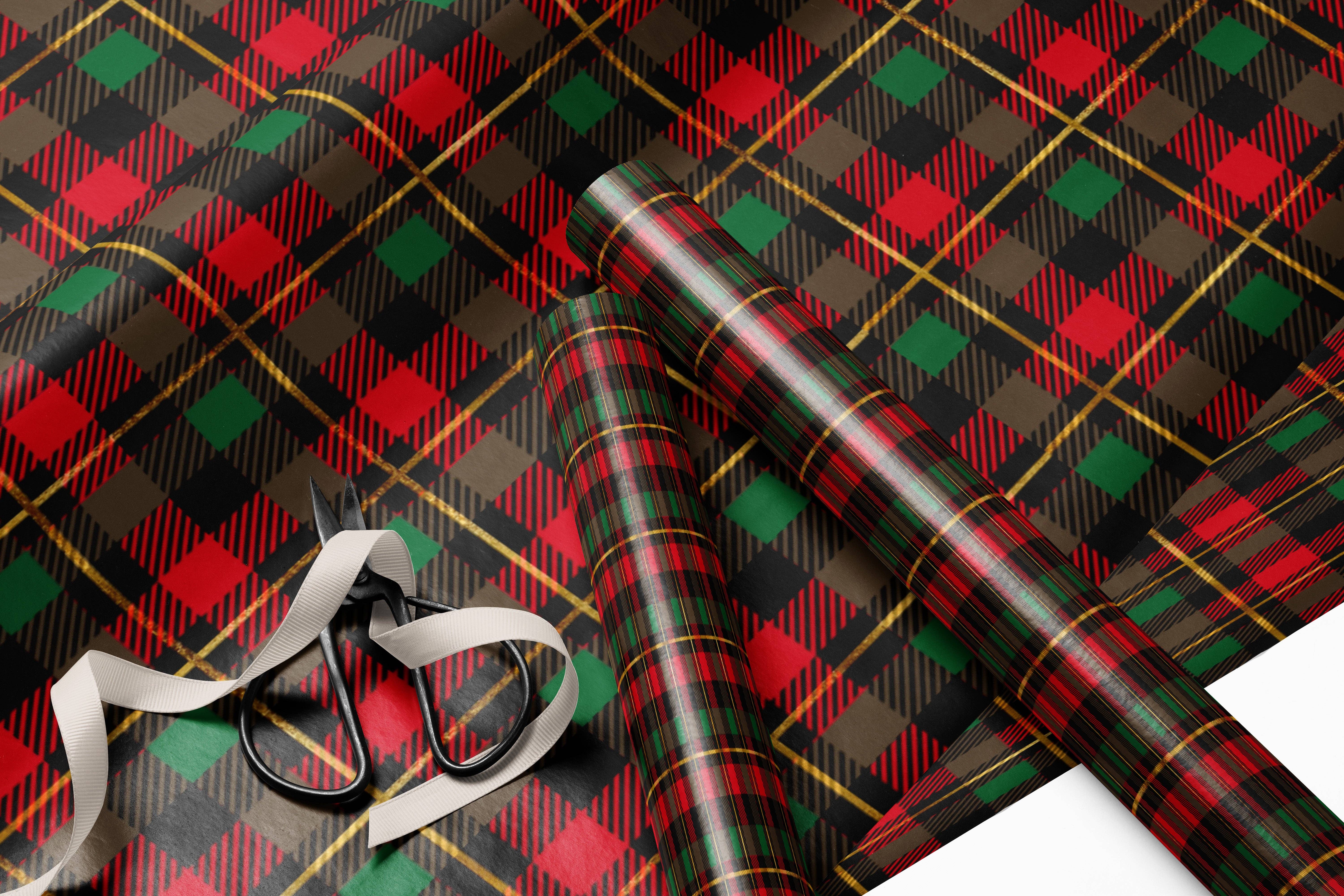 MagicMerchEmporium - Vendita all'ingrosso Rotoli di carta da regalo - Carta da regalo a quadri tradizionale di Natale2