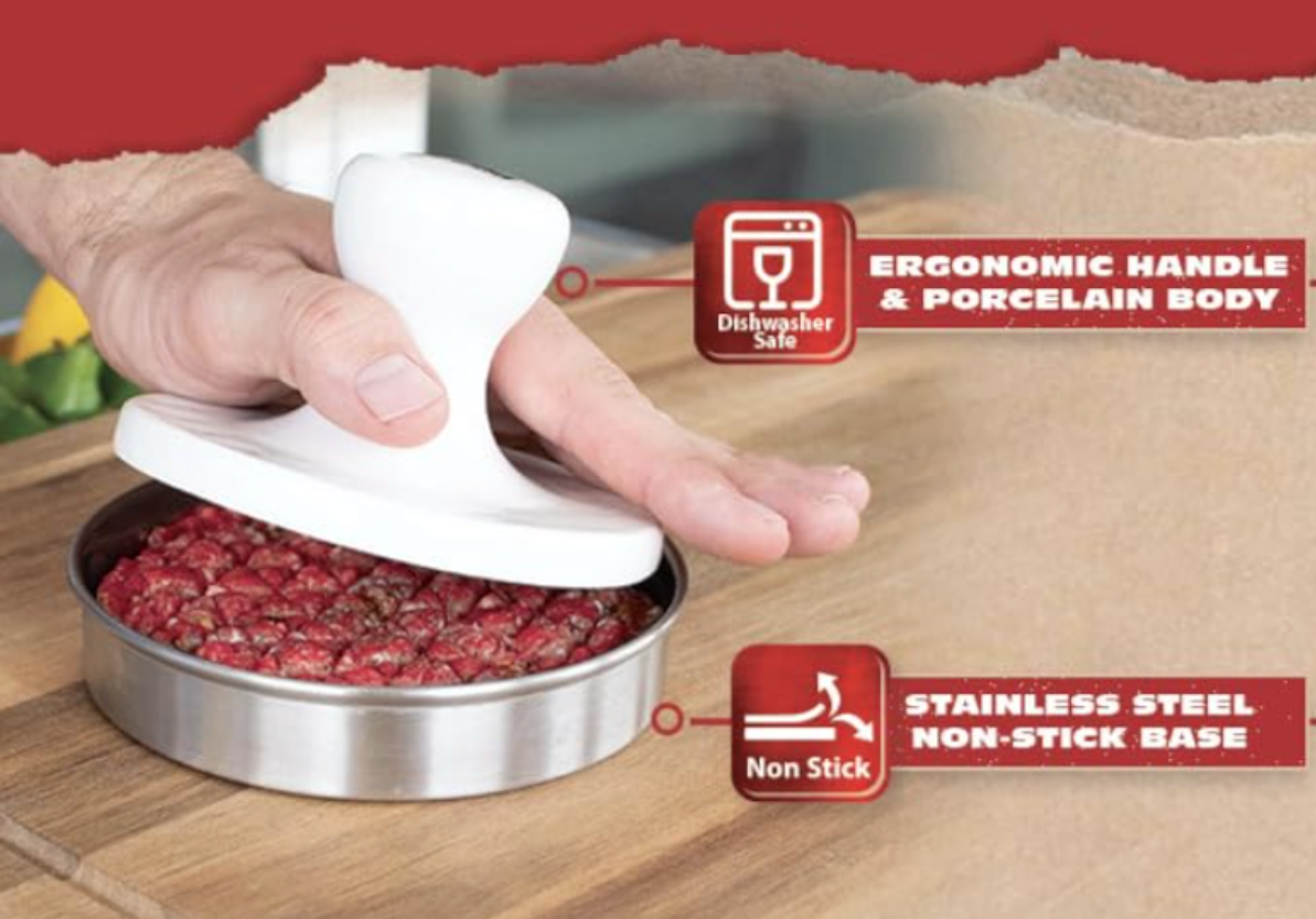 BBQ-AID - Wholesale Kitchen Tool/Gadget - Porcelain Burger Press1
