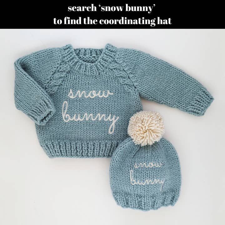 Huggalugs - Wholesale Knit Sweater - Baby - Snow Bunny Surf Blue Crew Neck Sweater for Baby & Toddler