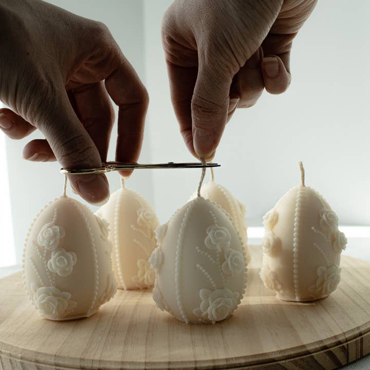 Floral Easter Egg Candle, Soy Wax Easter Candle for wholesale by Glowing Harmony Candle Co