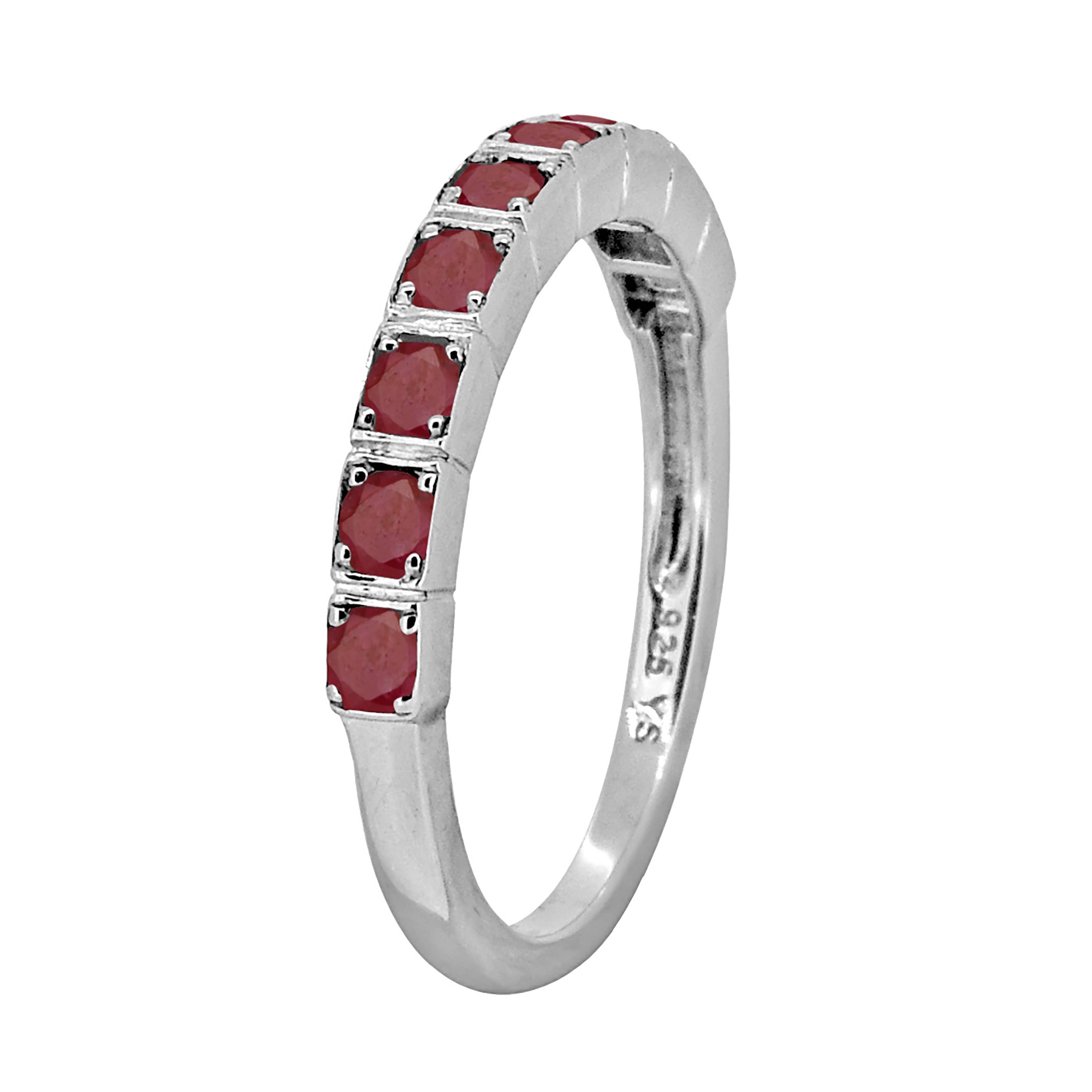 Tiramisu - Wholesale Band/Stacked Ring - 925 Sterling Silver Ruby Gemstone Band Ring1