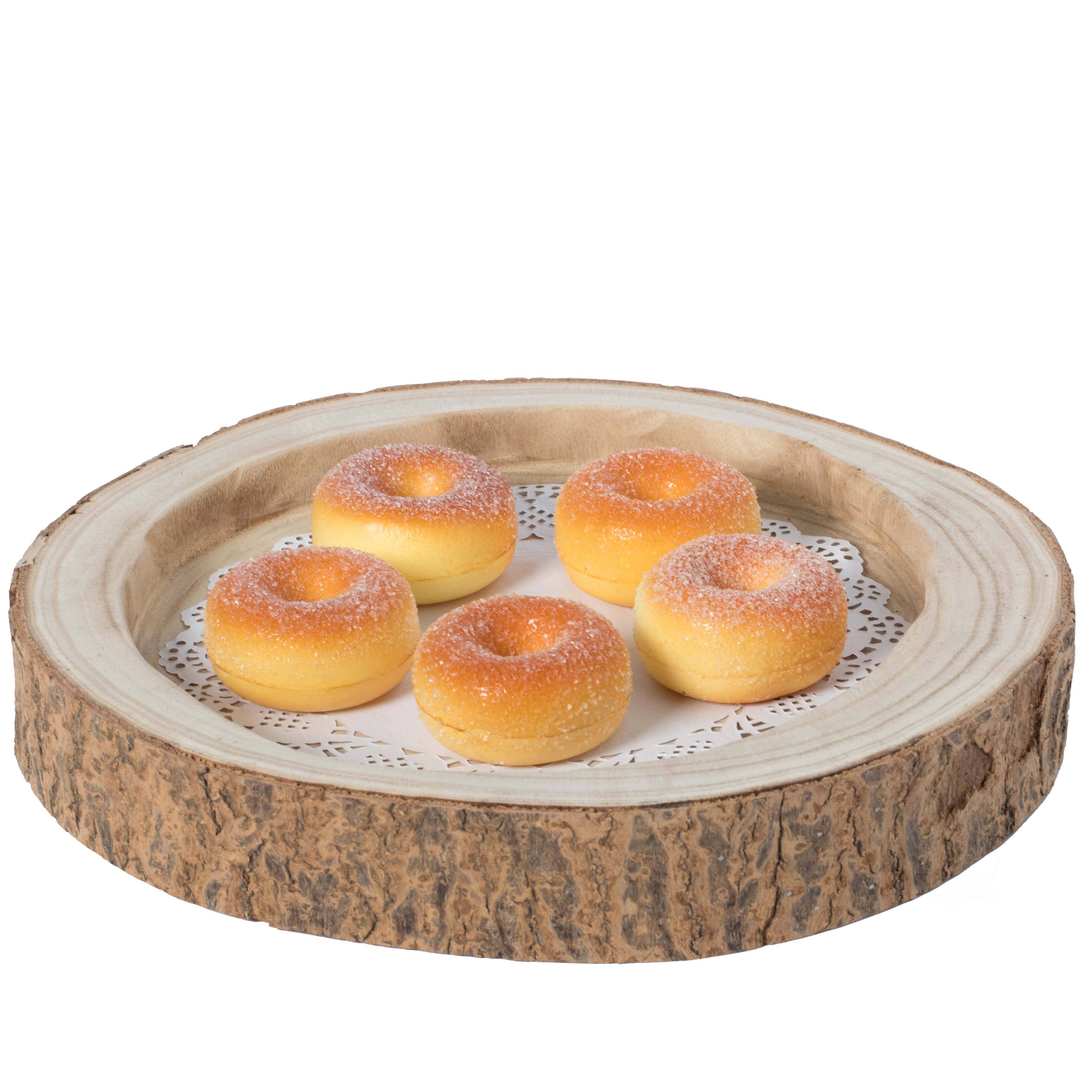 Quickway Imports – Großhandel Serviertabletts – Holz-Servierplatte mit Baumrindenoptik, rund, verschiedene Größen4