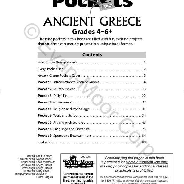 Evan-Moor Educational Publishers – Großhandel History & Geography – Geschichtstaschen: Antikes Griechenland, 4. bis 6. Klasse1