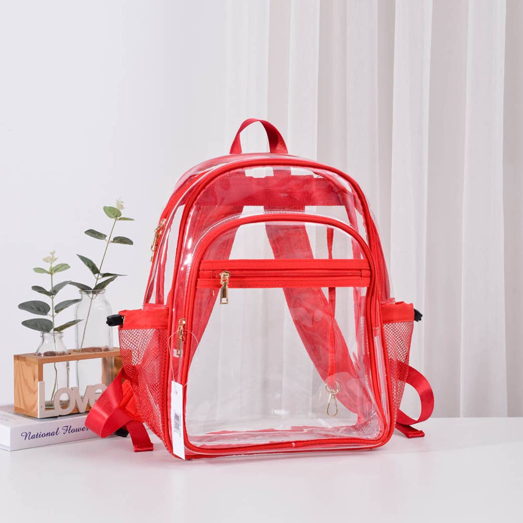 Fashion City - Wholesale Backpack - Women's - Solid Color Outlined Medium Clear Backpack17