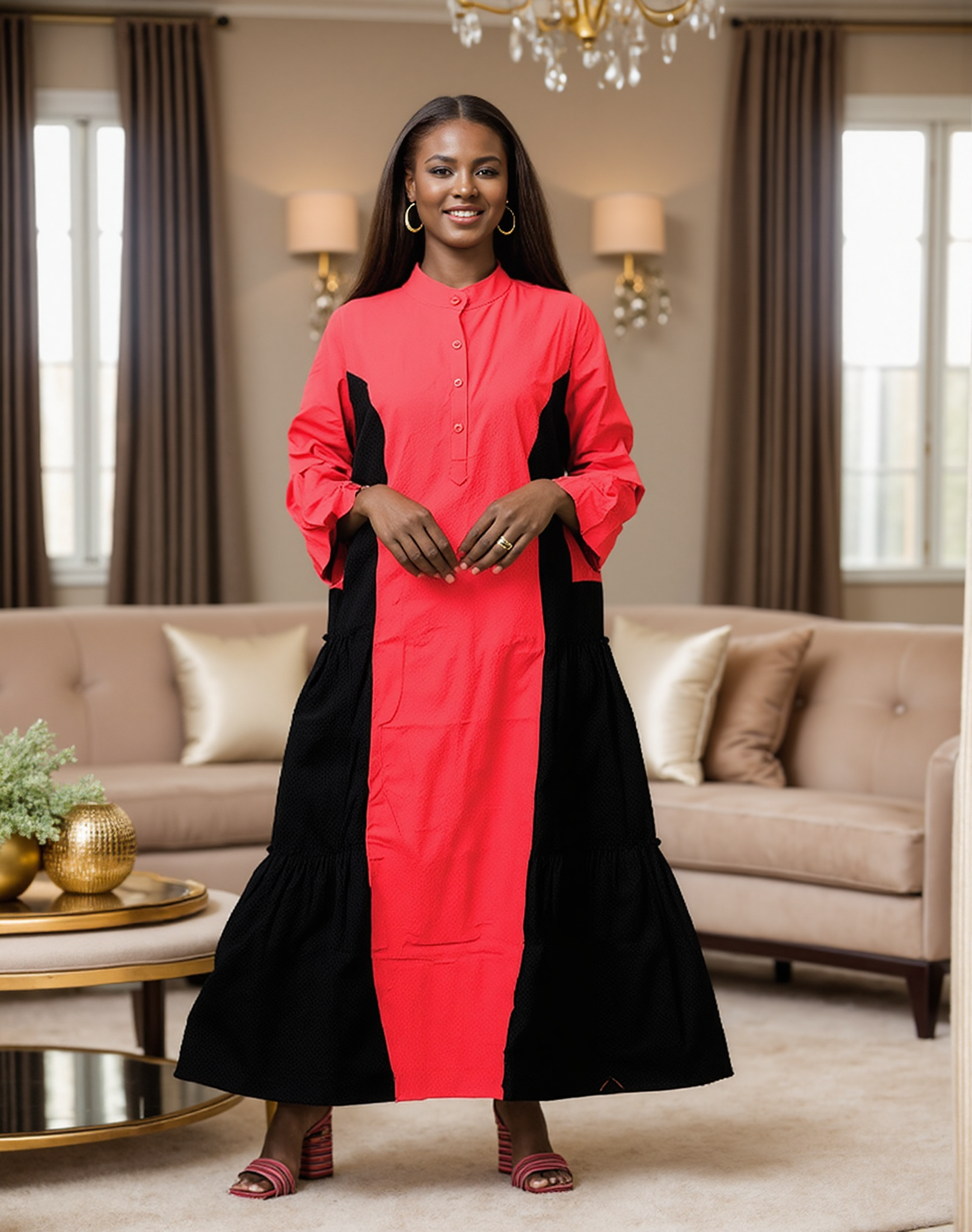 KaraChic - Wholesale Dress - Women's - 7907- Women's Ankle Length Button Down Pocketed Dress4