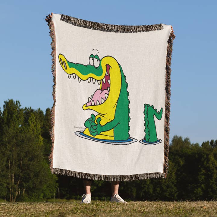 3dRose - Wholesale Throw Blanket - 3dRose, Silly Alligator Crocodile Cartoon Character, Blanket1