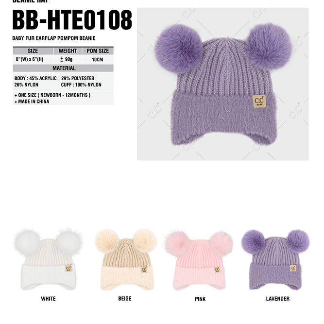 Hana – wholesale Mössa - Barn – C.C Baby Pur öronklaff Pompommössa