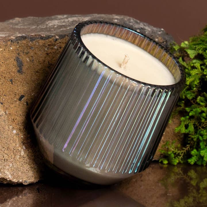 *Classic Scents* Ribbed Retro Style Candle - Blue for wholesale by LiveYoung Candle Company