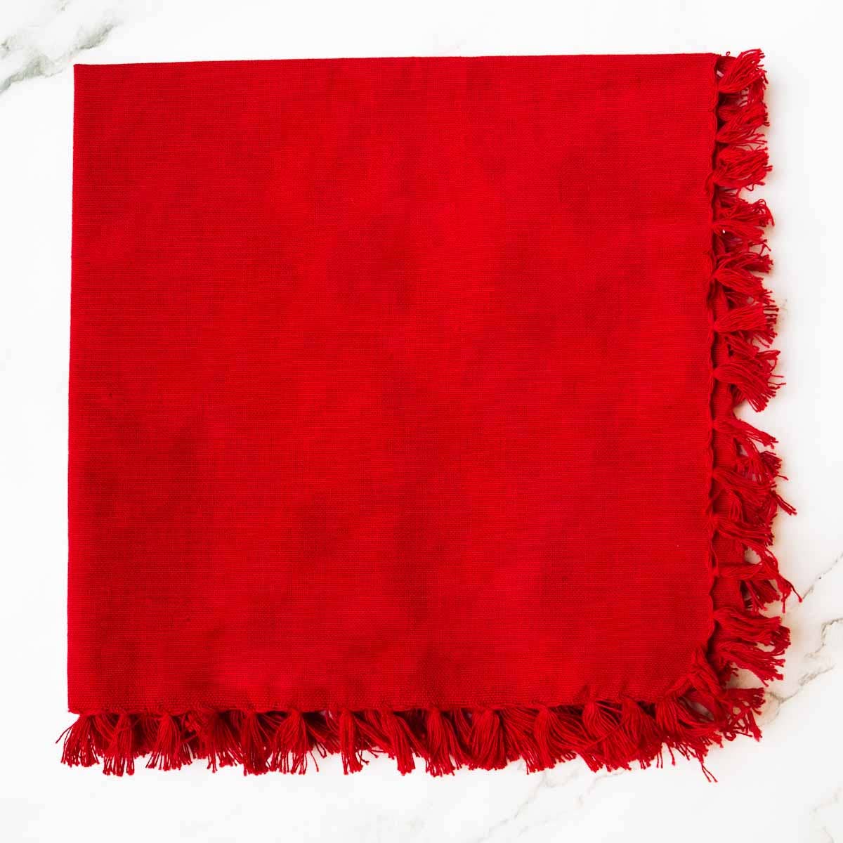 The Royal Standard - Venta al por mayor Servilletas de tela - Servilleta con flecos roja 18x181