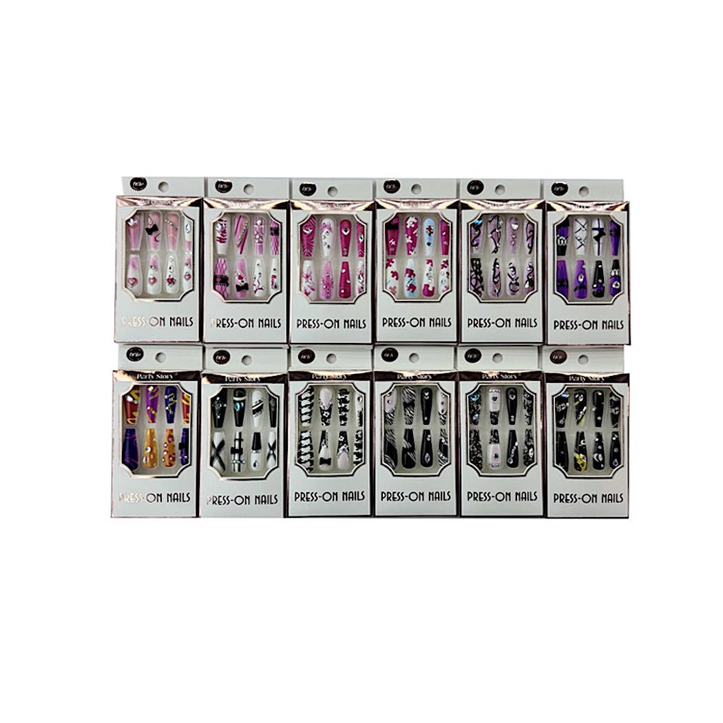 Atlas Fashion - Wholesale Press-On/Fake Nails - Long Coffin Art Press On Nails1