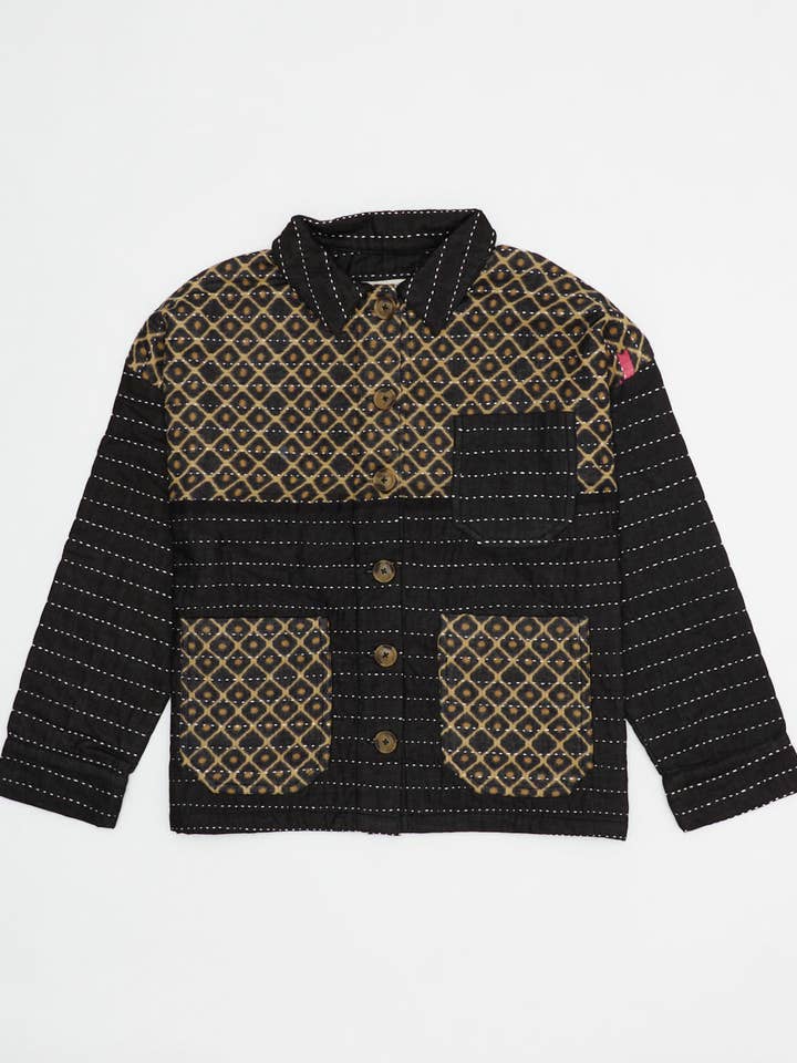 Quilted Chore Jacket - Charcoal - No. 240518 - M for wholesale by Anchal