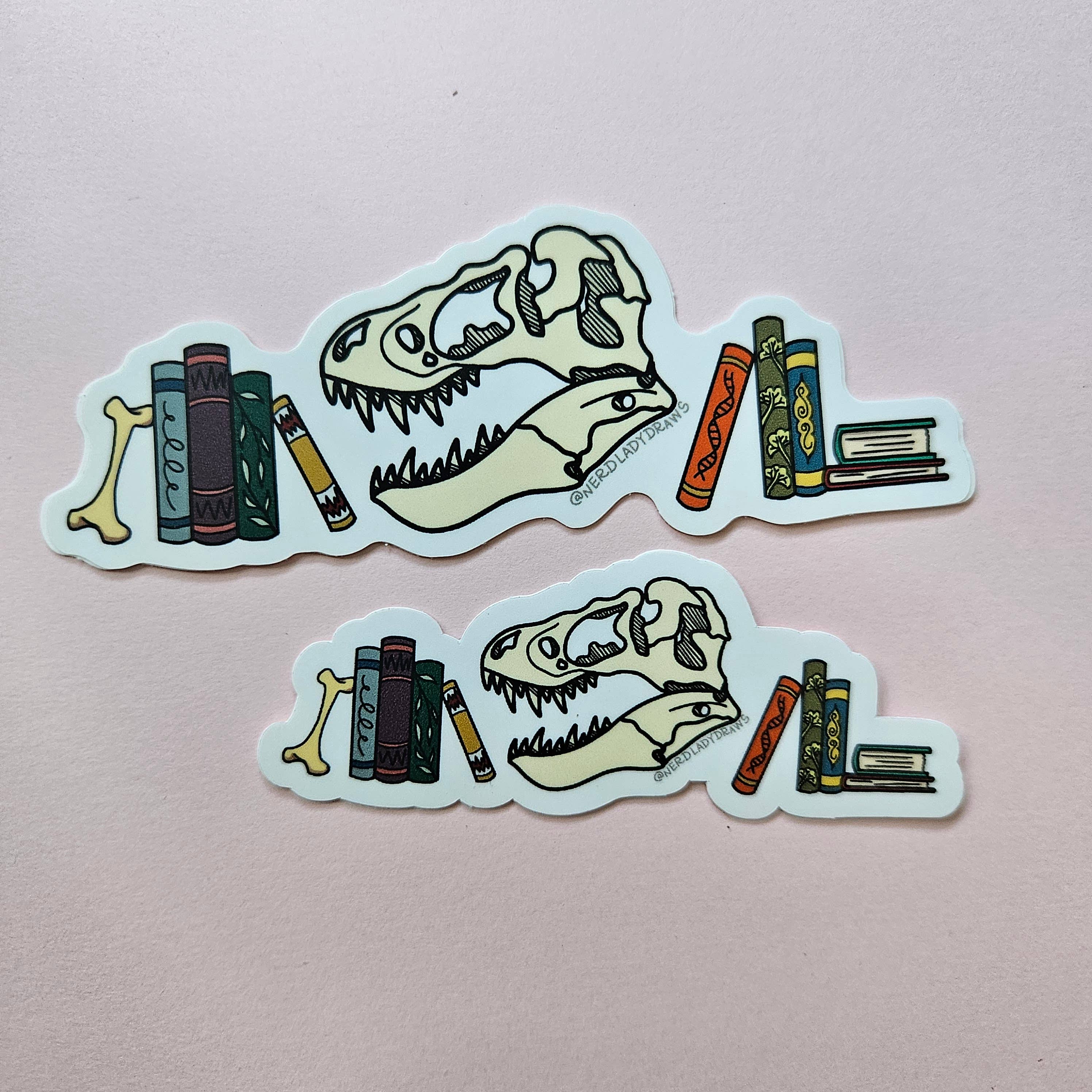 Nerd Lady Designs - Wholesale Phone & Laptop Stickers - Dinosaur Bookstack Sticker10