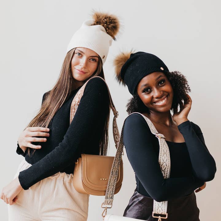 Pretty Simple - Wholesale Beanie - Women's - Fine Knit Angora Fur Pom Slouchy BeanieÂ