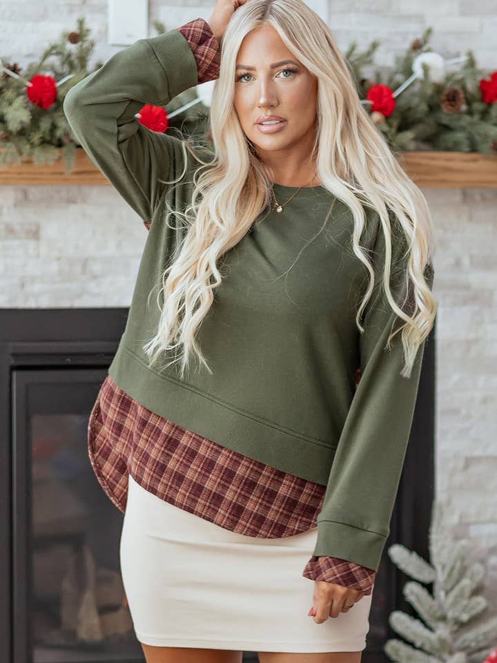 Green Rosa Patchwork Drop Shoulder Sweatshirt for wholesale on Faire4