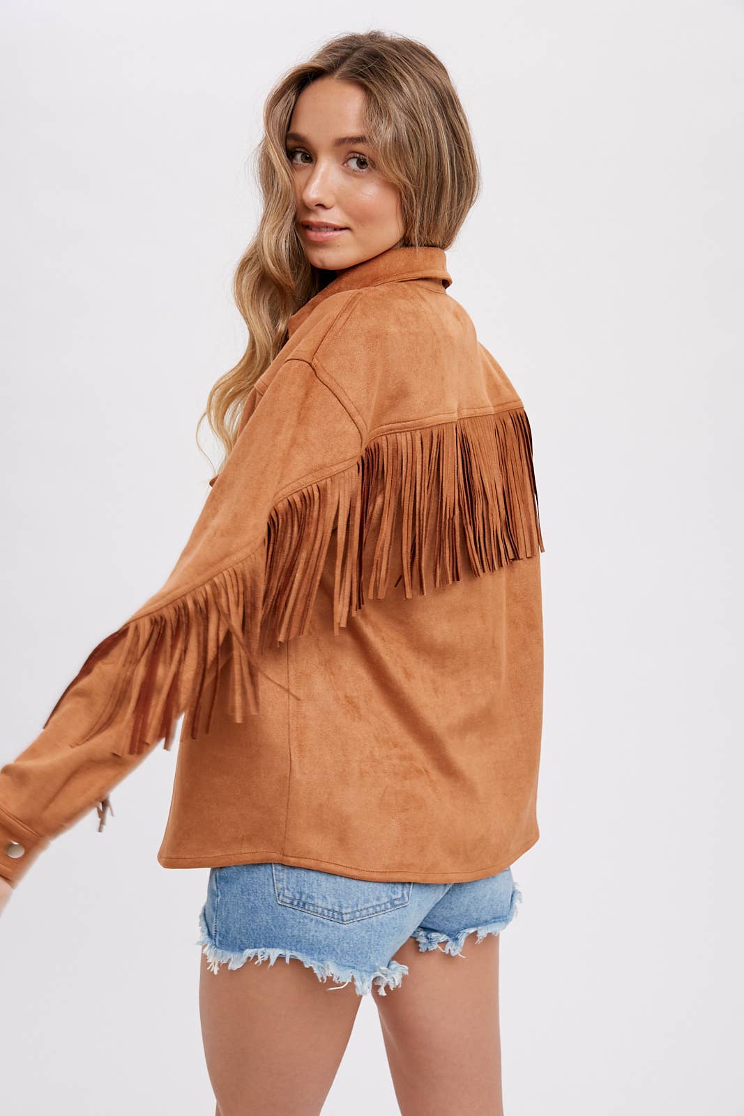 Bluivy - Wholesale Shirt Jacket/Shacket - Women's - VEGAN SUEDE FRINGED SHACKET17