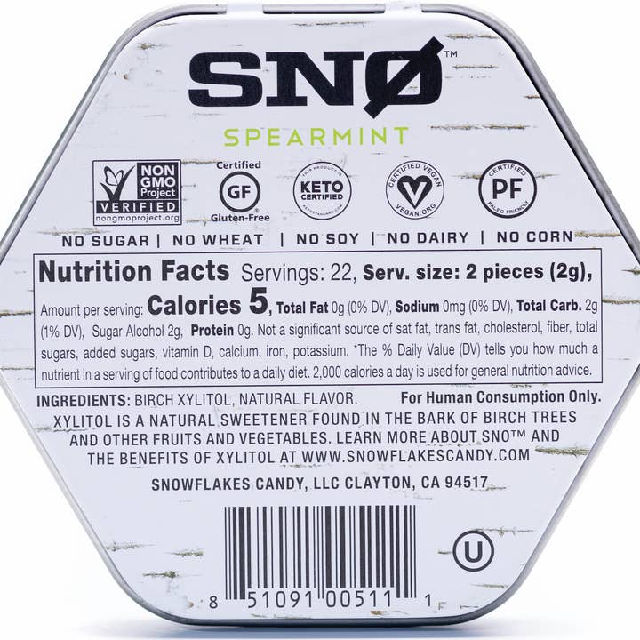 SNØ - Wholesale Hard Candy - Spearmint Sugar Free Candy - Keto & Vegan | 6 Tins1