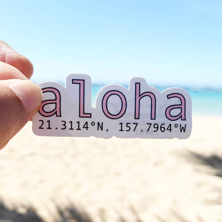Aloha Coordinates Sticker for wholesale by Debby Sato Designs