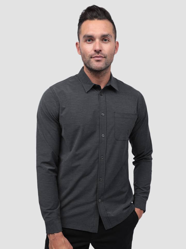 INTO THE AM - Vente Chemise à col boutonné – homme - Chemise boutonnée à manches longues pour hommes1