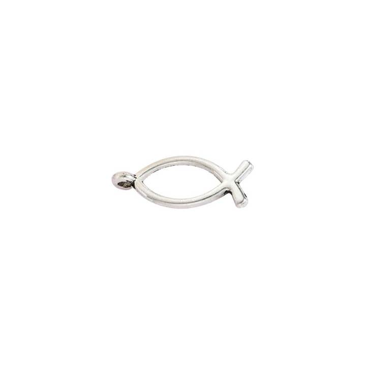 The Charm Bar Company – Pendente/pingente individual por atacado – Charme de Peixe Cristão Prateado