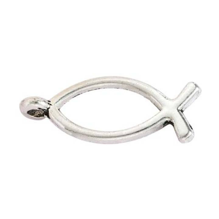 The Charm Bar Company - Wholesale Individuele bedel/hanger - Zilveren bedeltje met christelijke vis0